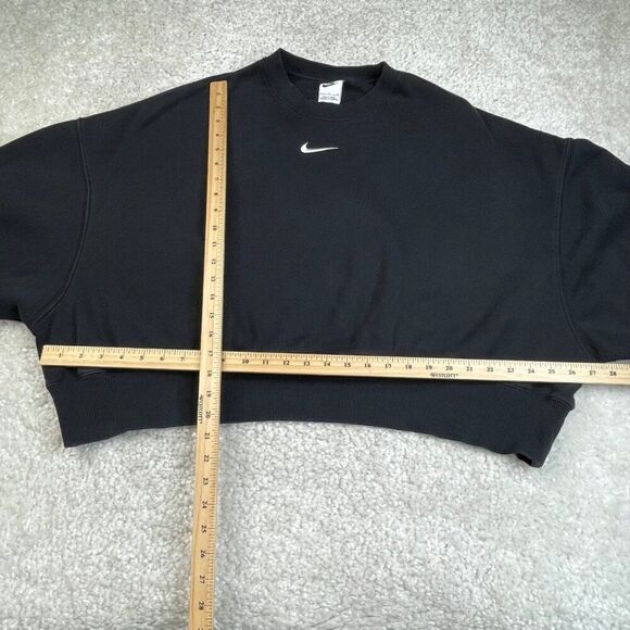 Nike Phoenix Fleece Oversized Crew Crop Sweatshirt Black - Picture 9 of 10